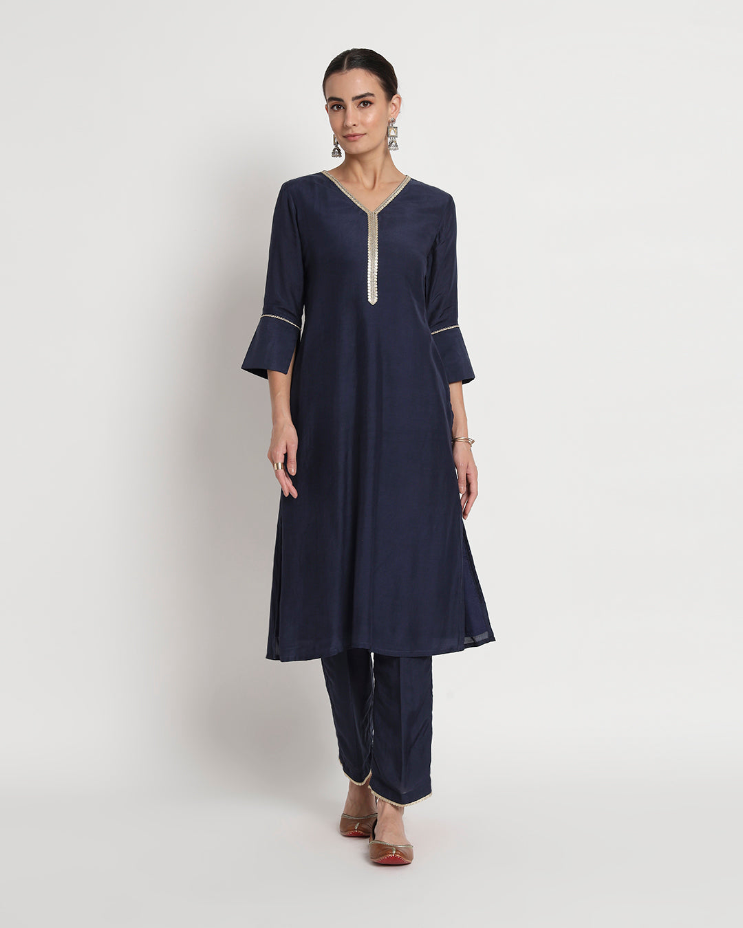 Midnight Blue Gilded Gota Gala Co-ord Set