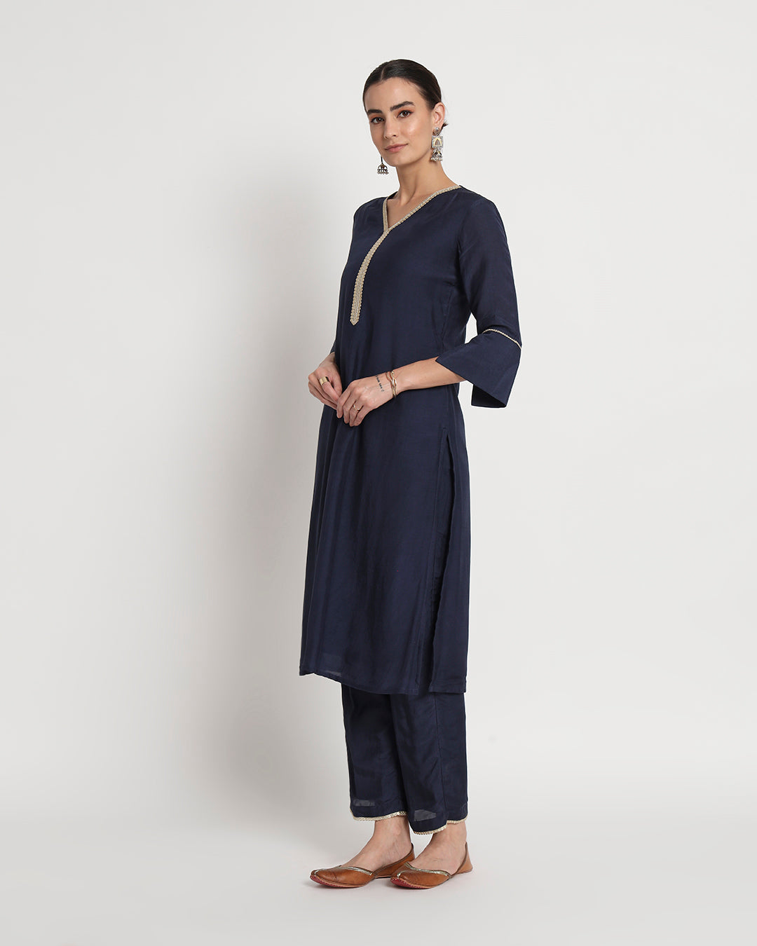 Midnight Blue Gilded Gota Gala Co-ord Set