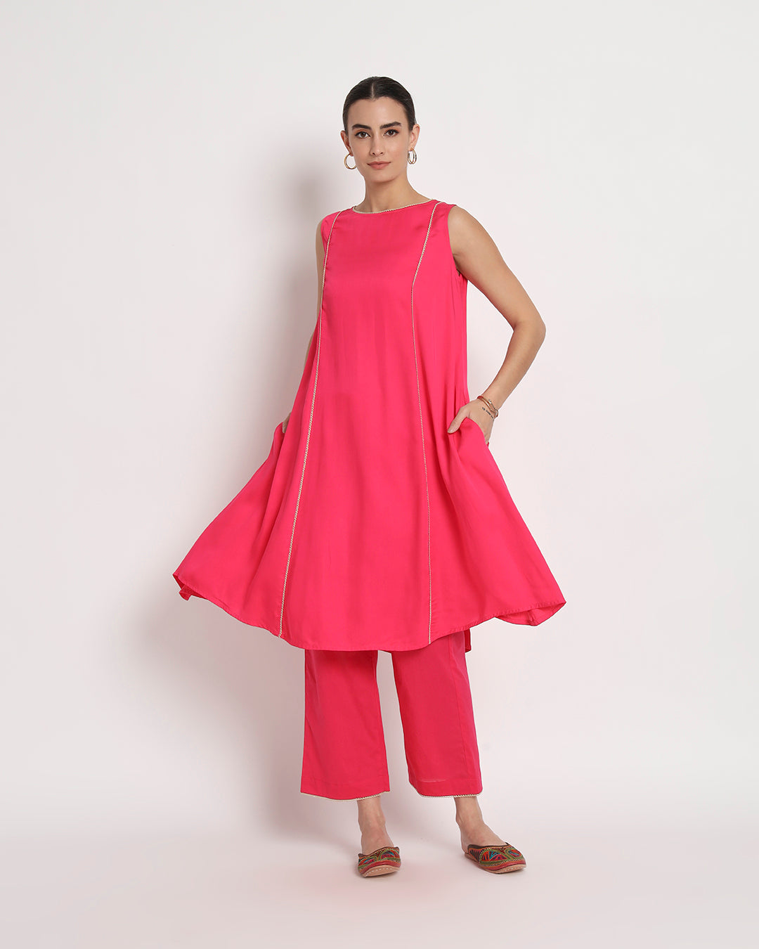Queen's Gulabi Whimsy Gala Flared Co-ord Set