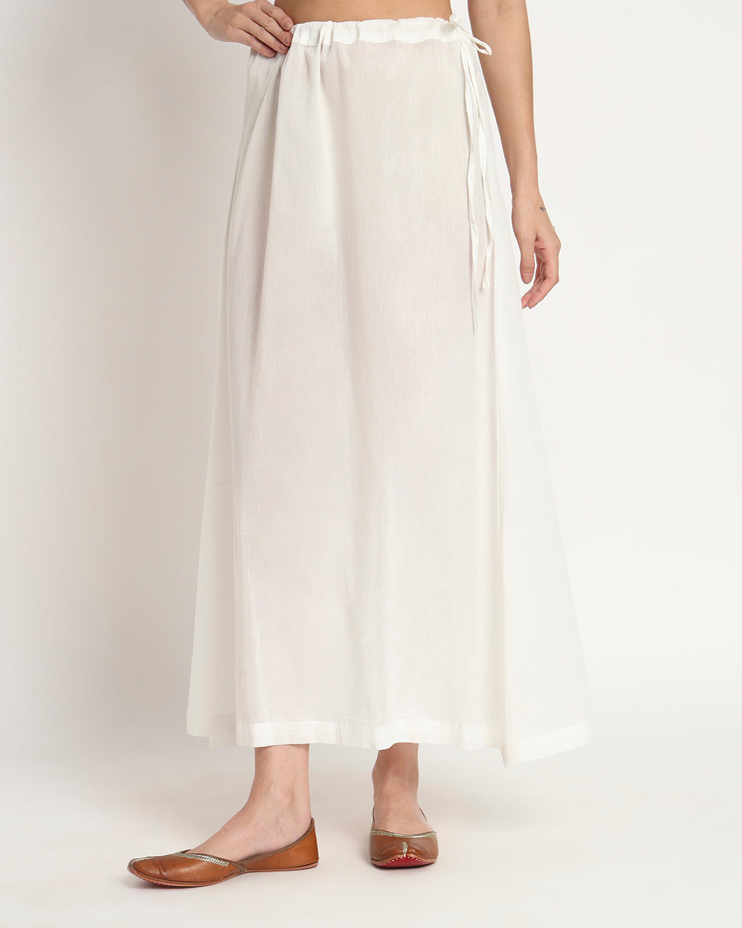 Combo: Pristine White & Sage Green Peekaboo Petticoat- Set of 2