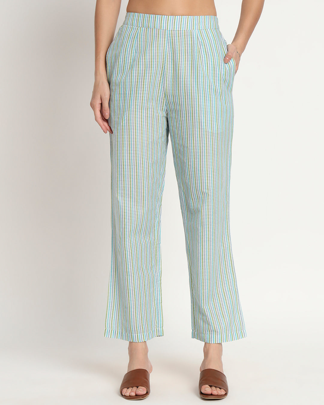 Printed Rhythmic Blues Stripe Wrap Co-ord Set
