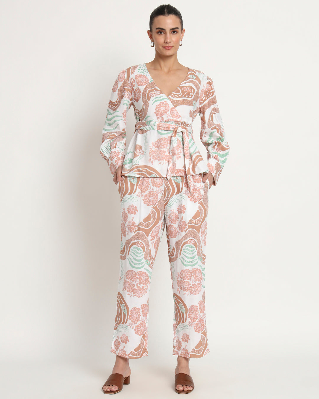 Printed Drifting Dune Wrap Co-ord Set
