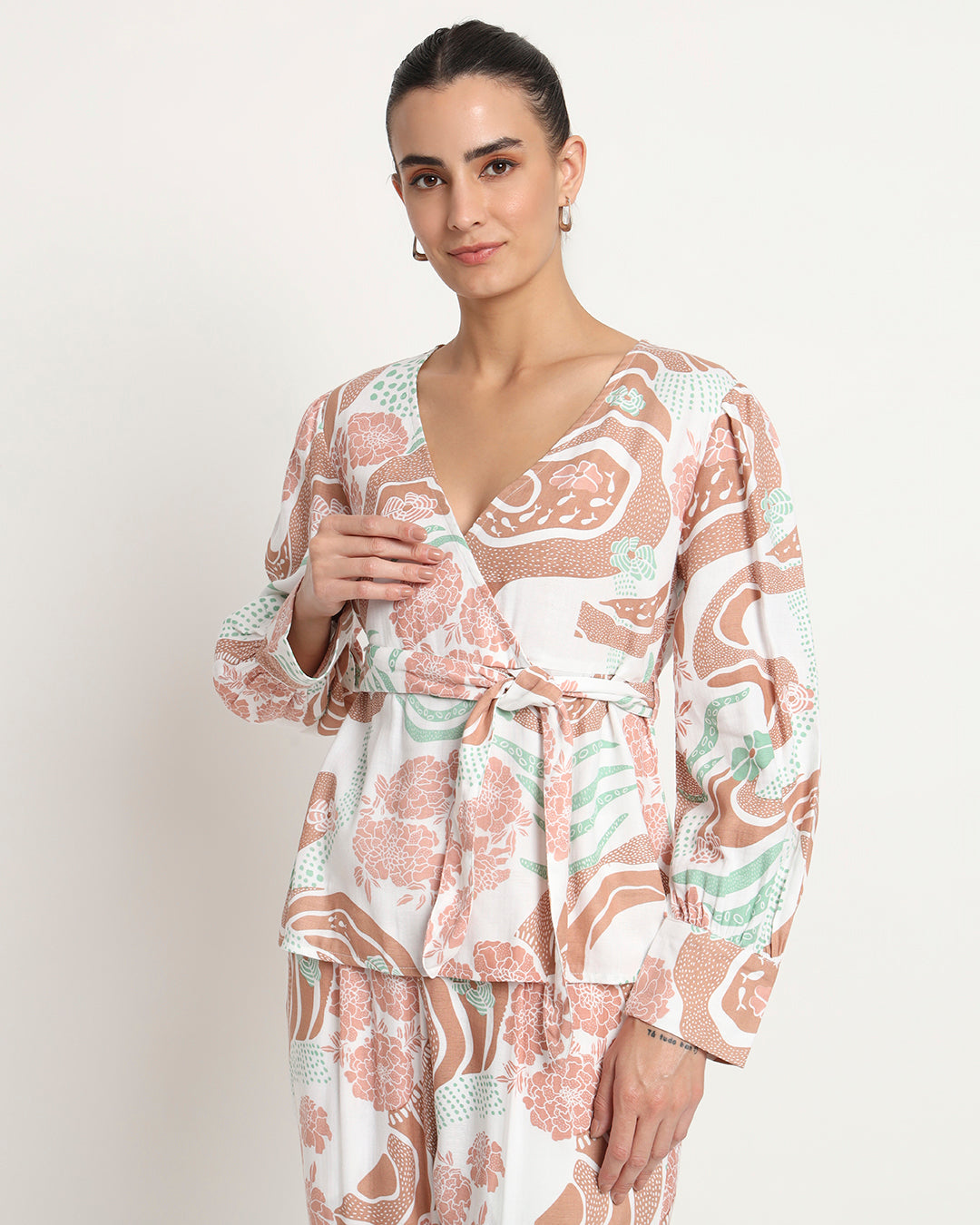 Printed Drifting Dune Wrap Co-ord Set