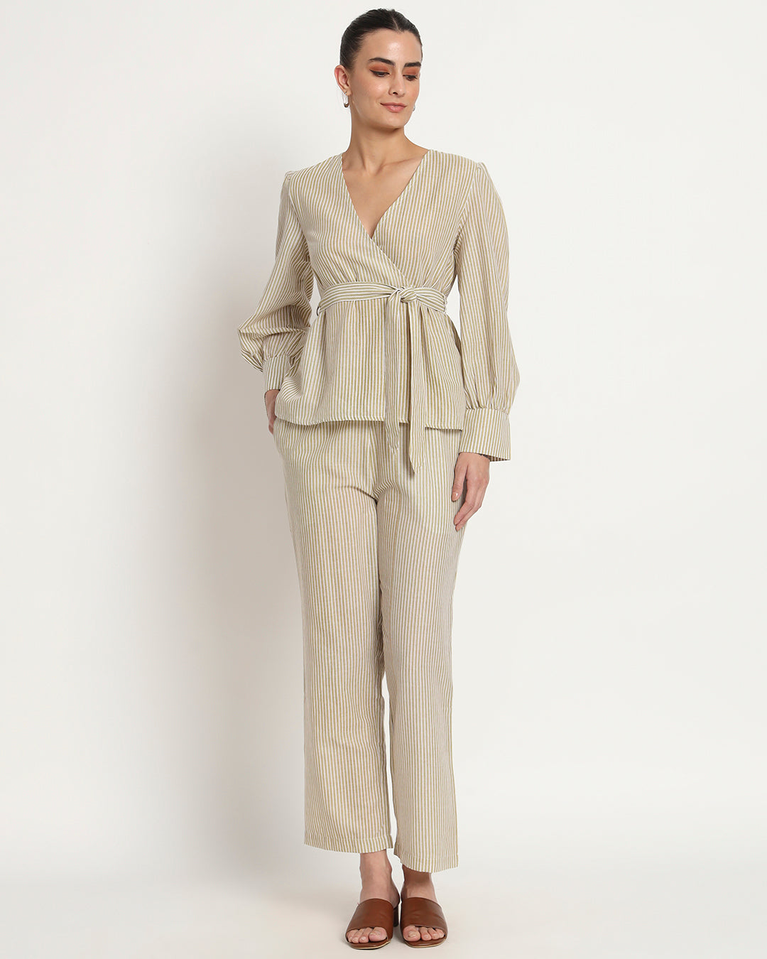 Printed Rhythmic Sandy Dues Wrap Co-ord Set
