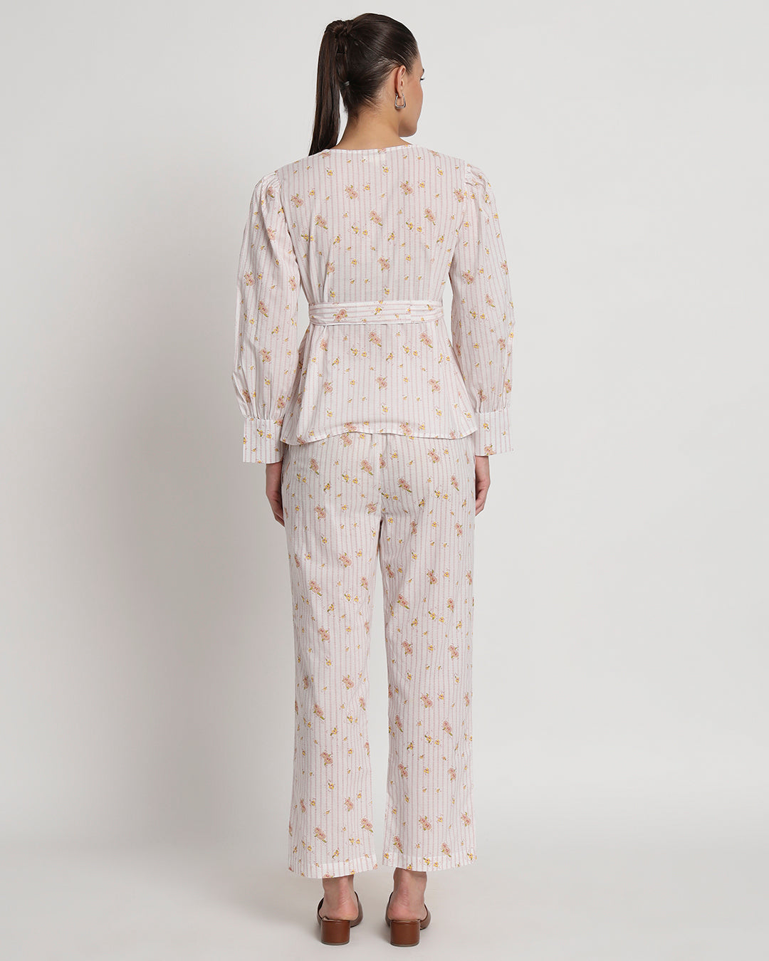 Printed Bloom & Line Wrap Co-ord Set