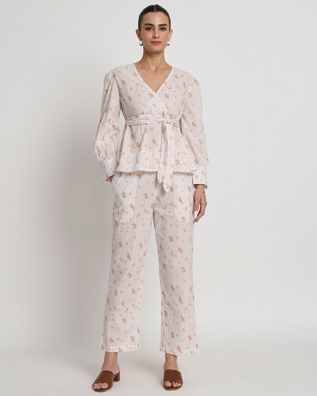 Printed Bloom & Line Wrap Co-ord Set
