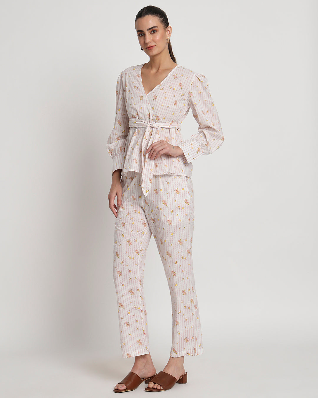 Printed Bloom & Line Wrap Co-ord Set