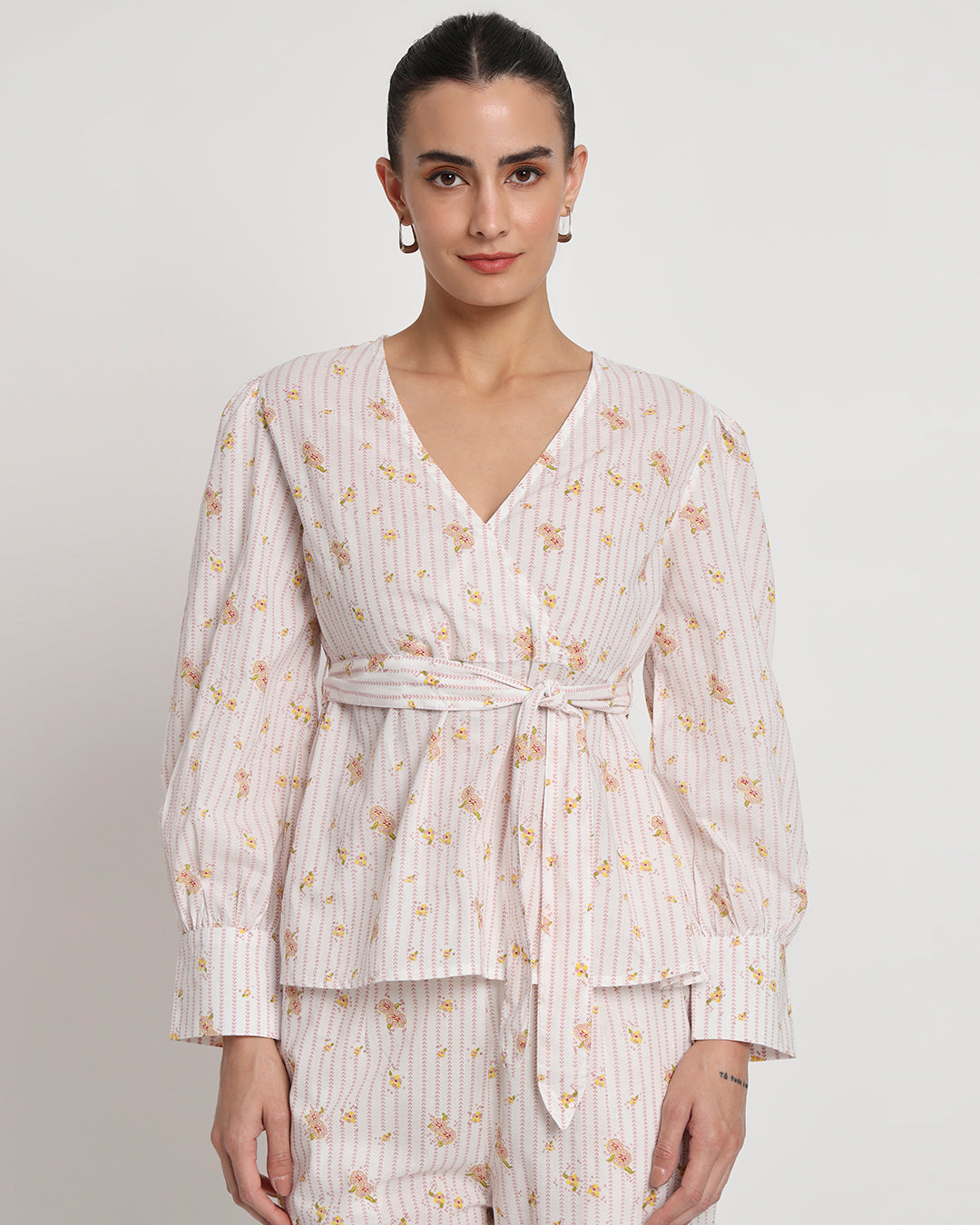 Printed Bloom & Line Wrap Co-ord Set