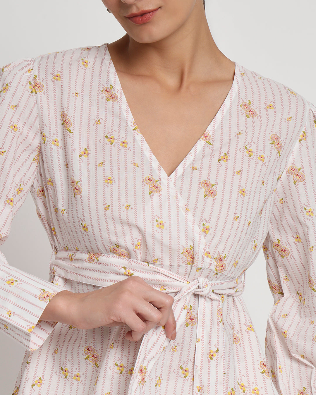 Printed Bloom & Line Wrap Co-ord Set