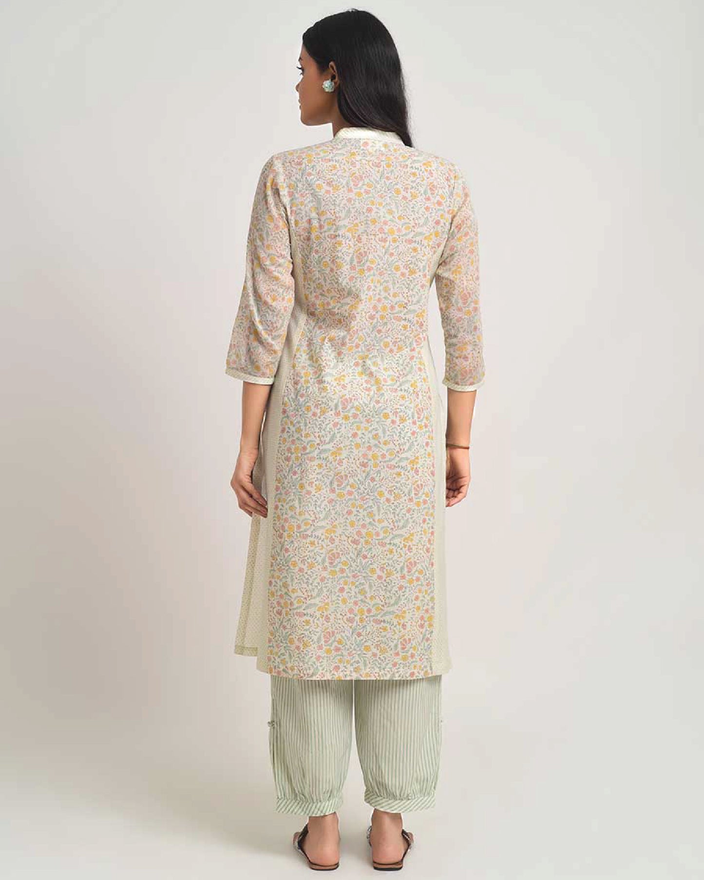Printed Ivory Symphony V Neck Co-ord Set