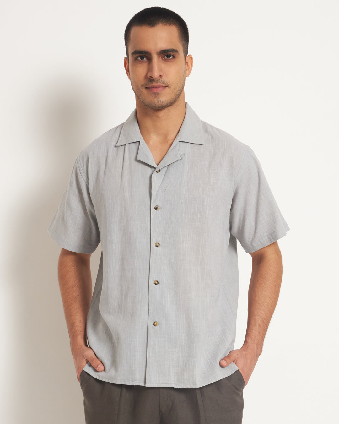 Classic Iced Grey Men's Half Sleeves Shirt