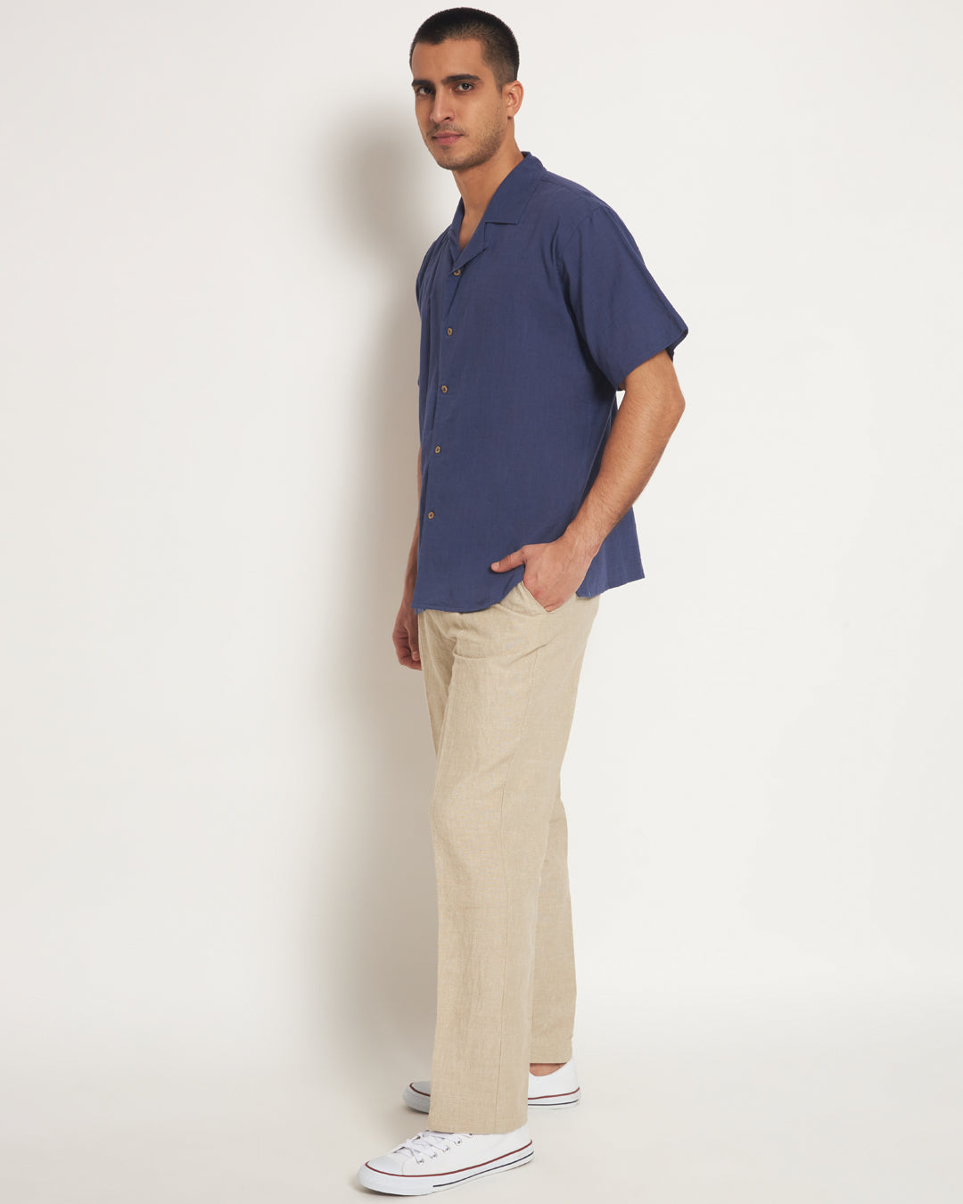 Combo: Classic Midnight Blue Half Sleeves Men's Shirt & Pants
