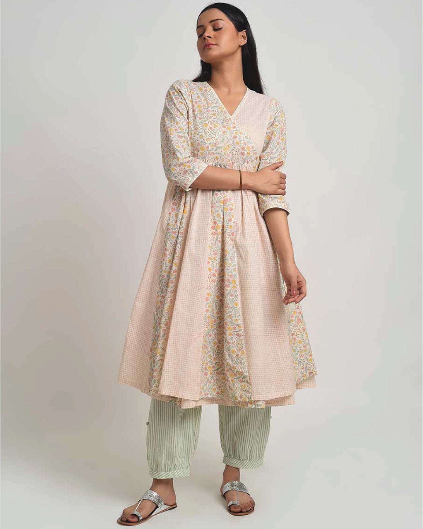 Printed Ivory Garden of Life Angrakha Co-ord Set
