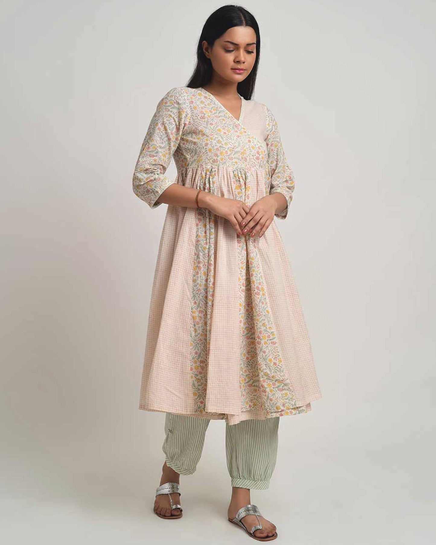 Printed Ivory Garden of Life Angrakha Co-ord Set