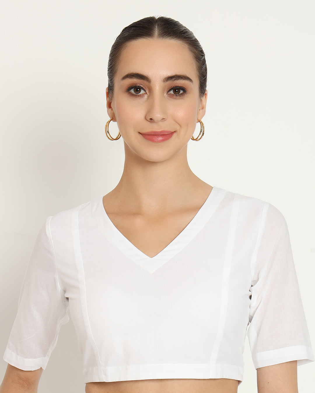 Pristine White Backstory V Neck Blouse