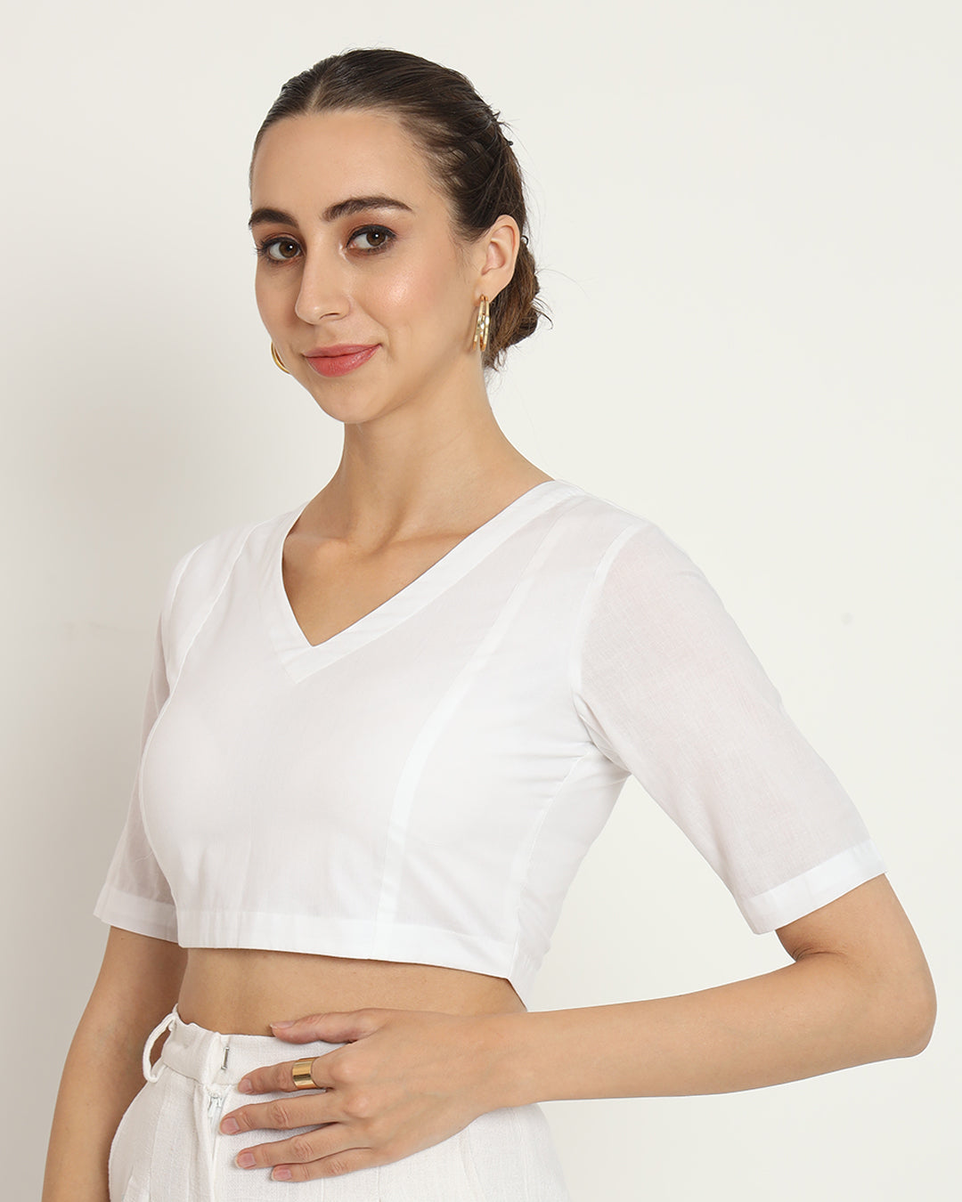 Pristine White Backstory V Neck Blouse