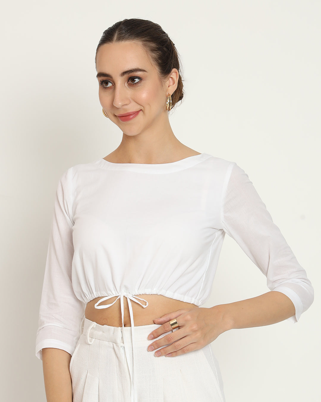 Pristine White Flow & Tie Blouse