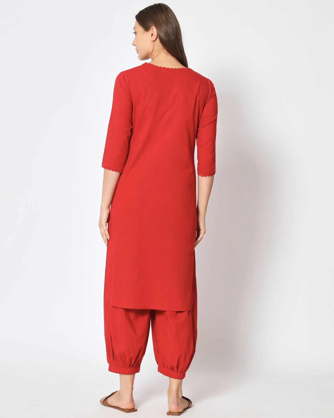 Classic Red Lace Affair Solid Co-ord Set