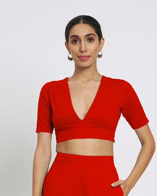 Red Rayon Divine Depth Blouse