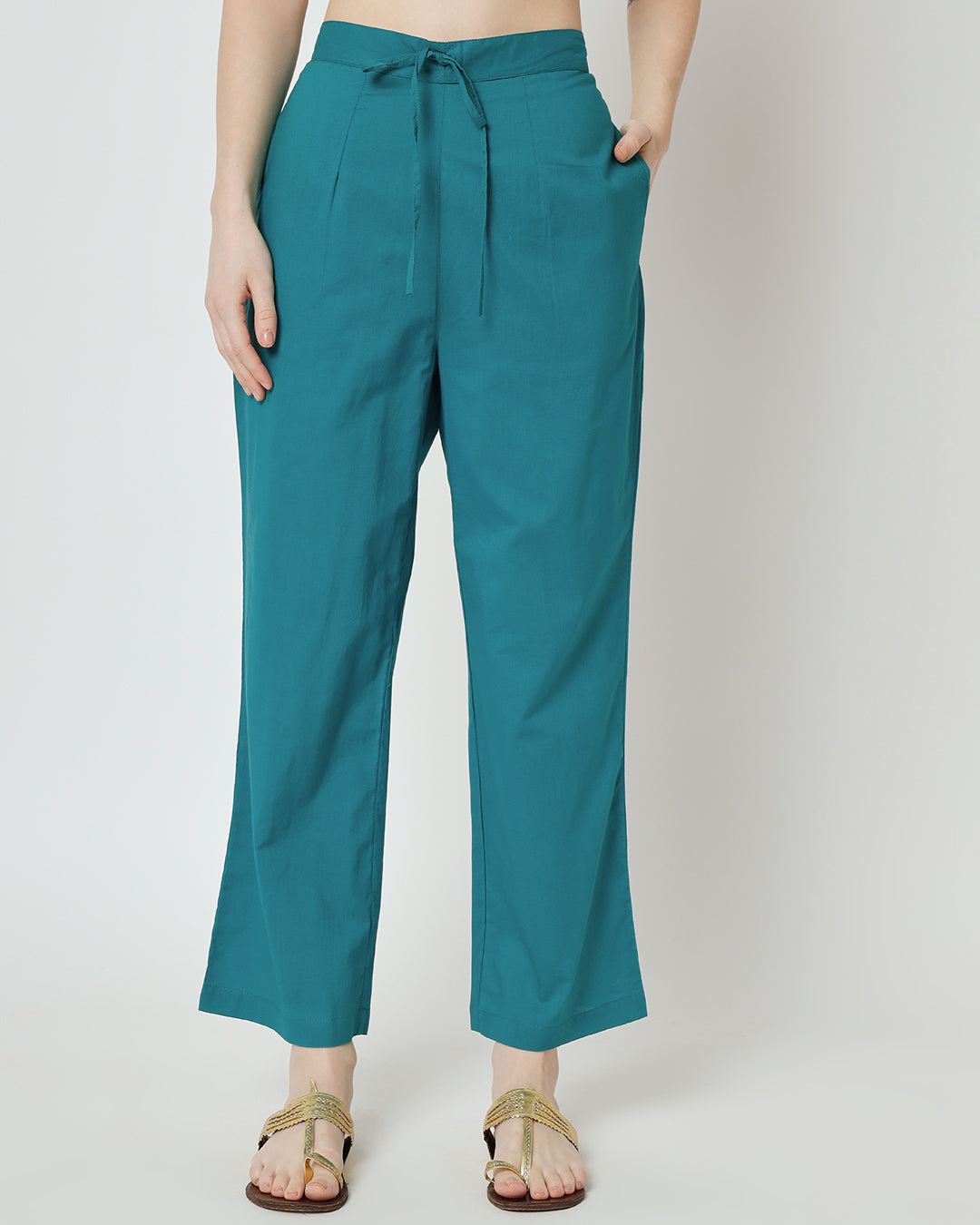 Combo: Deep Teal & Plum Passion Straight Pants- Set of 2