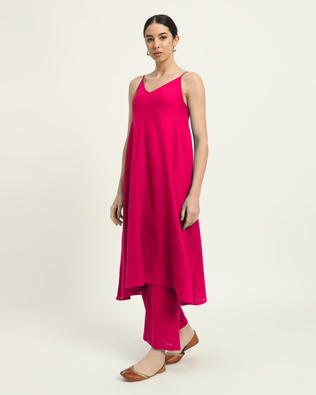 Combo: Iced Grey & Queen's Gulabi Leisurely Affair Spaghetti Solid Kurta