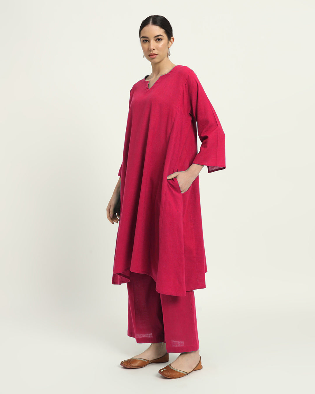 Combo: Queens Gulabi & Aurora Purple Royal Resonance Kalidar Solid Kurta