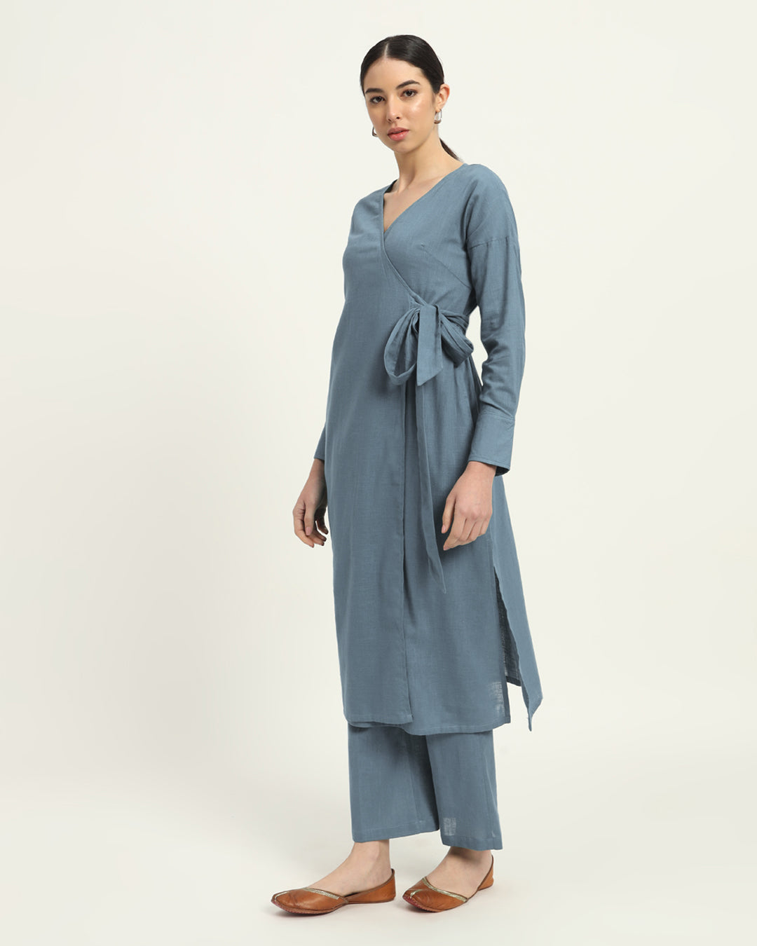 Combo: Blue Dawn & Aurora Purple Boho Harmony Flared Solid Kurta