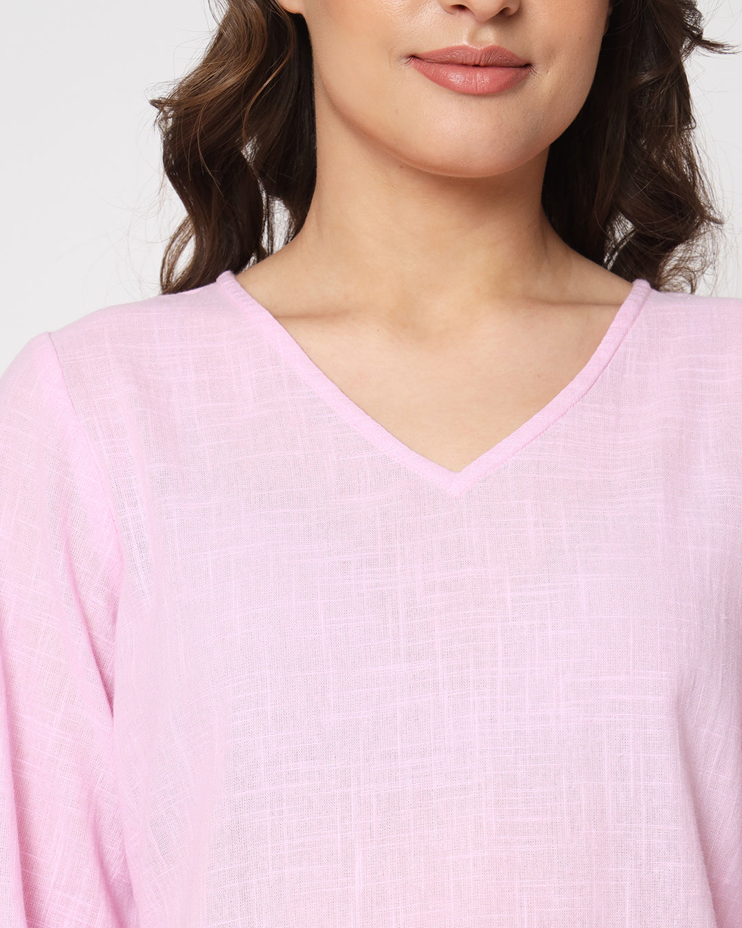 Pink Mist Bishop Sleeves Solid Co-ord Set