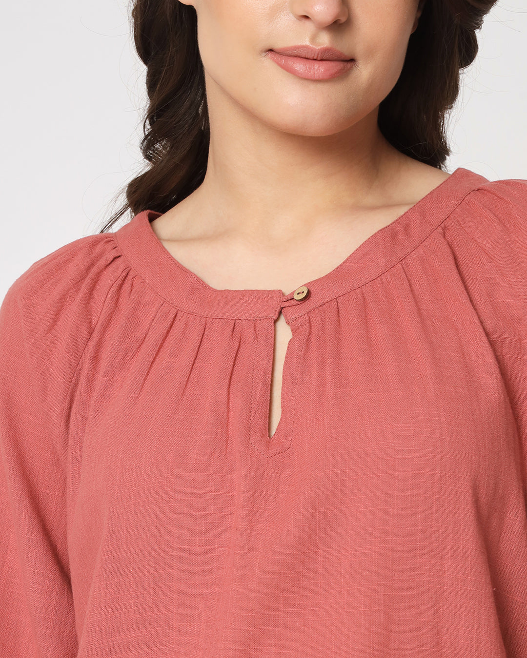 Blush In Love Button Neck Solid Co-ord Set