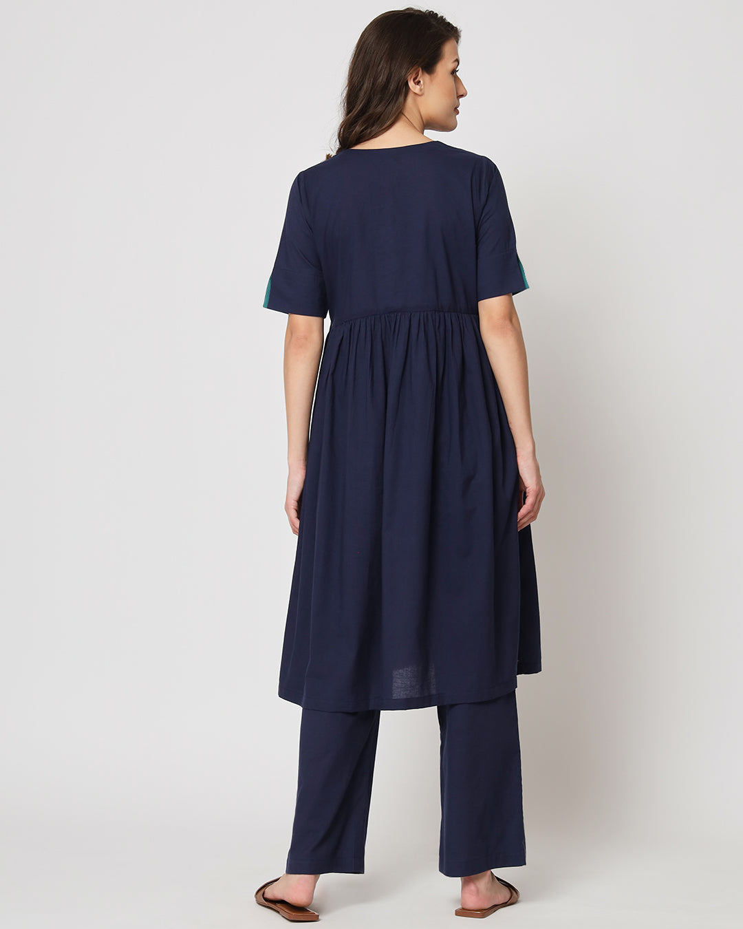 Midnight Blue Gathered Solid Co-ord Set
