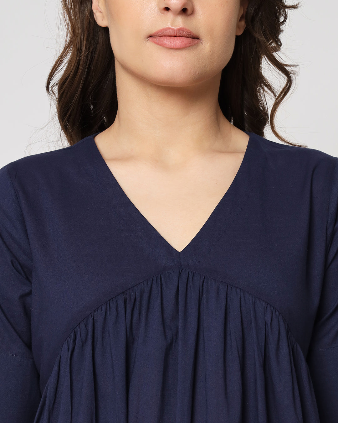 Midnight Blue Gathered Solid Co-ord Set