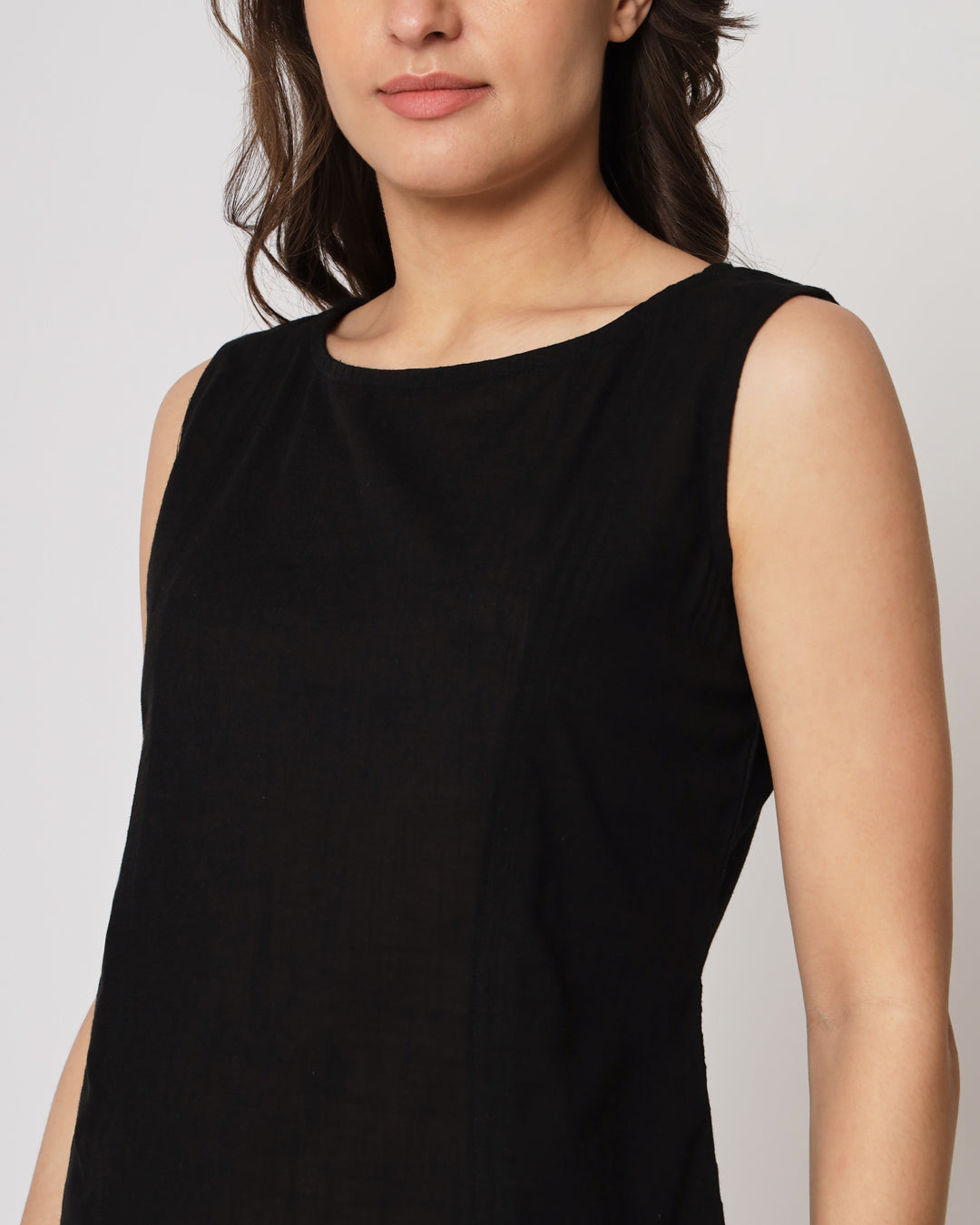 Classic Black Sleeveless Short Length Solid Co-ord Set
