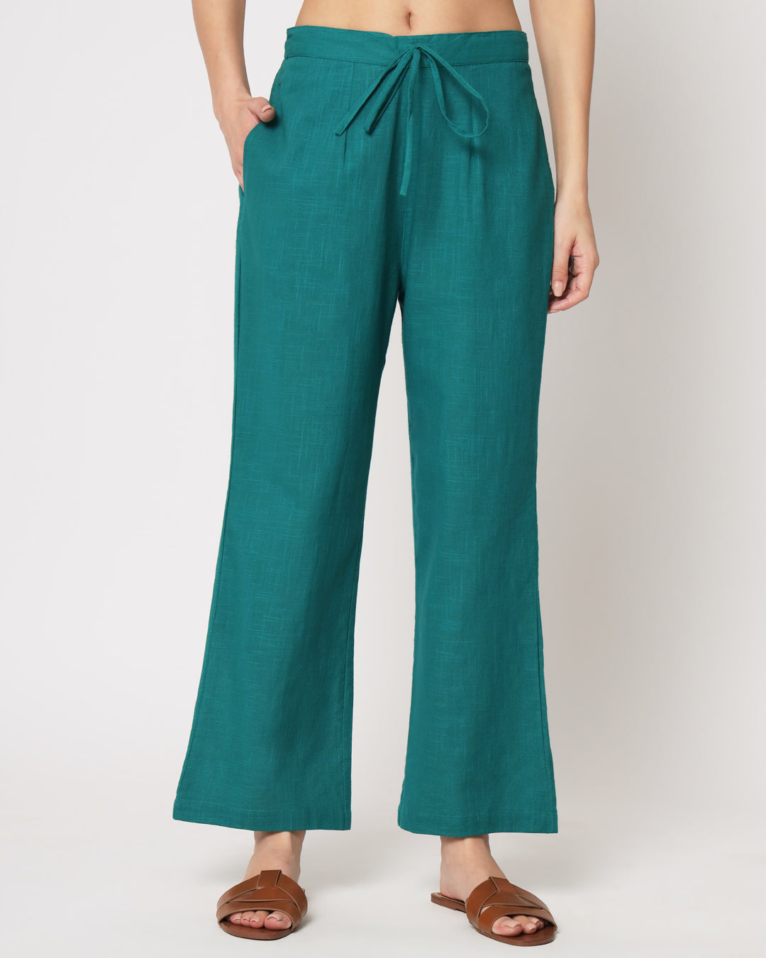 Forest Green Collar Neck Mid Length Solid Co-ord Set