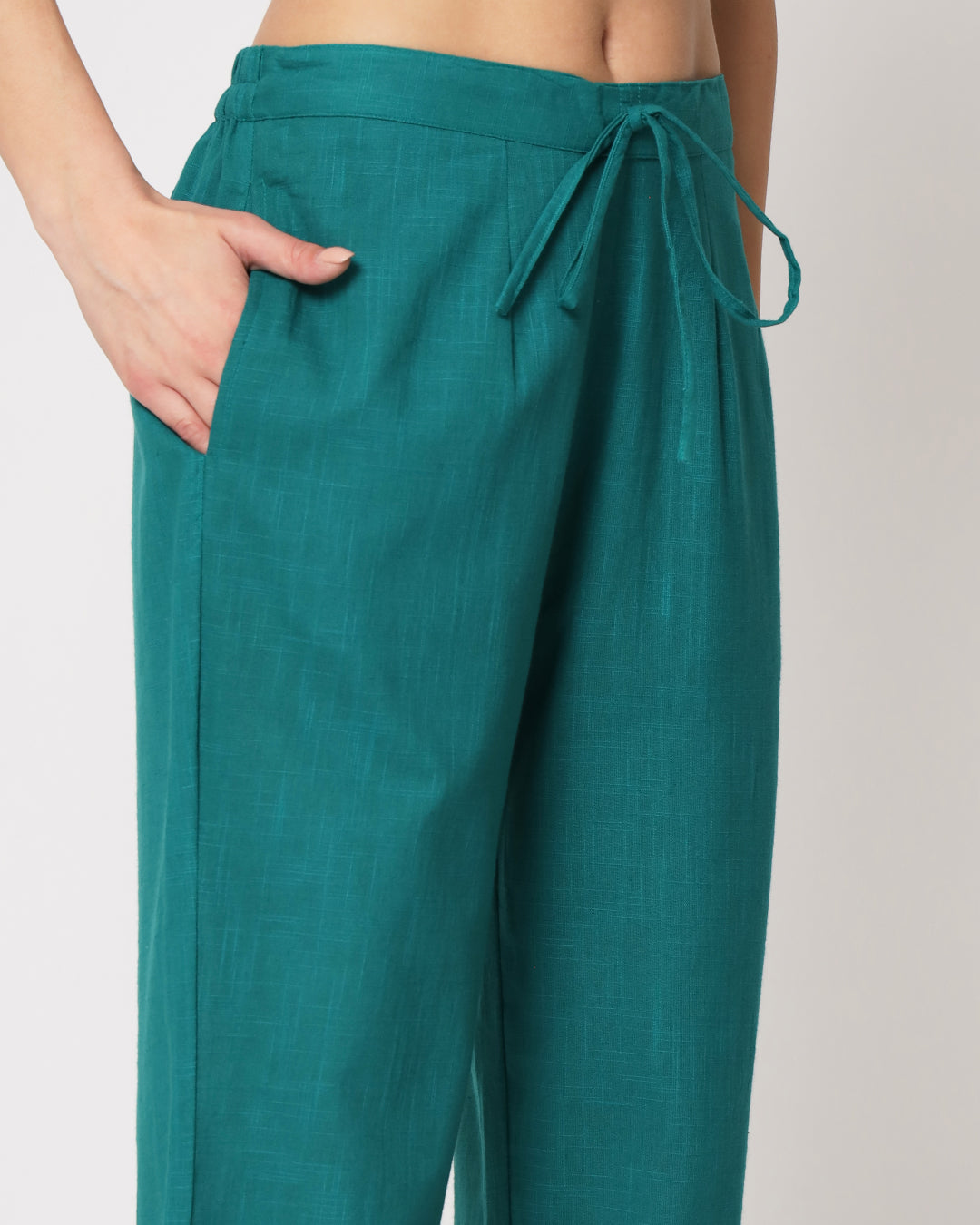 Forest Green Collar Neck Mid Length Solid Co-ord Set