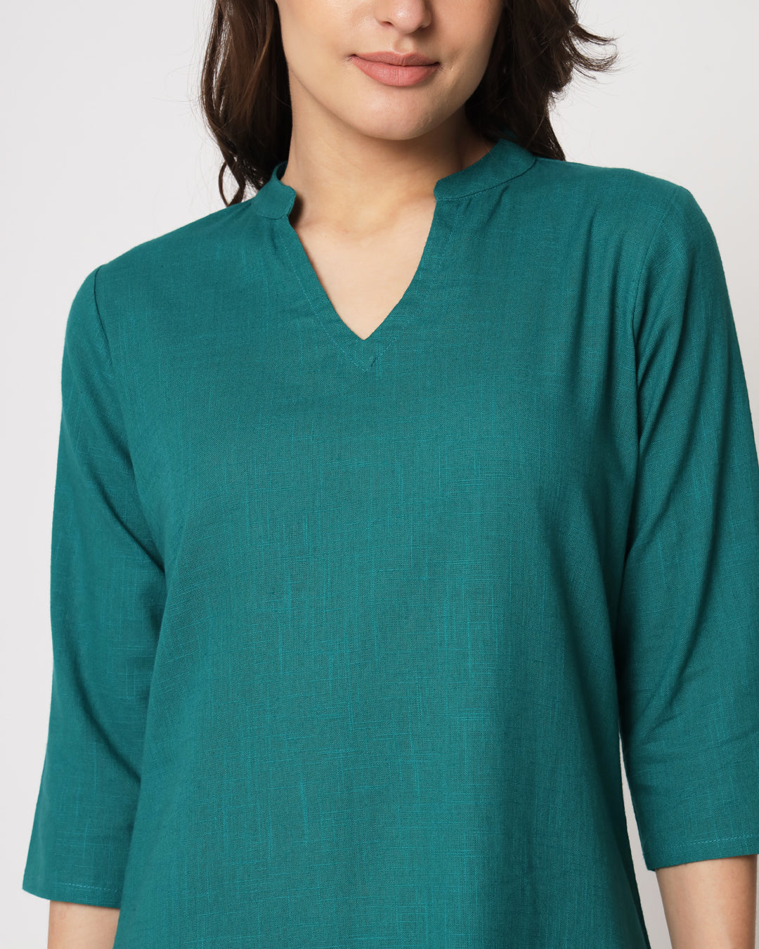 Forest Green Collar Neck Mid Length Solid Co-ord Set