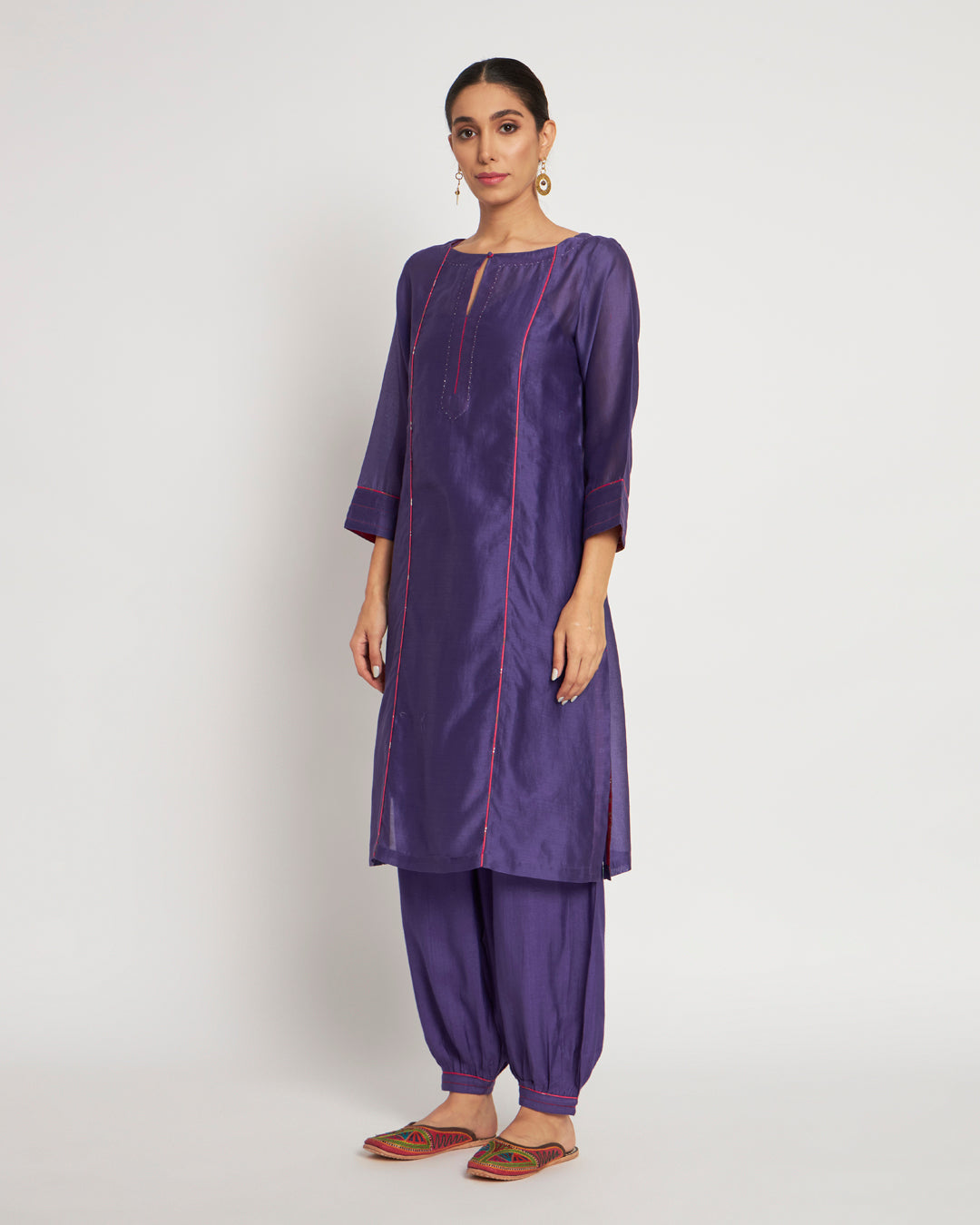 Set of 3- Violet Meets Pink Festive Chanderi Set