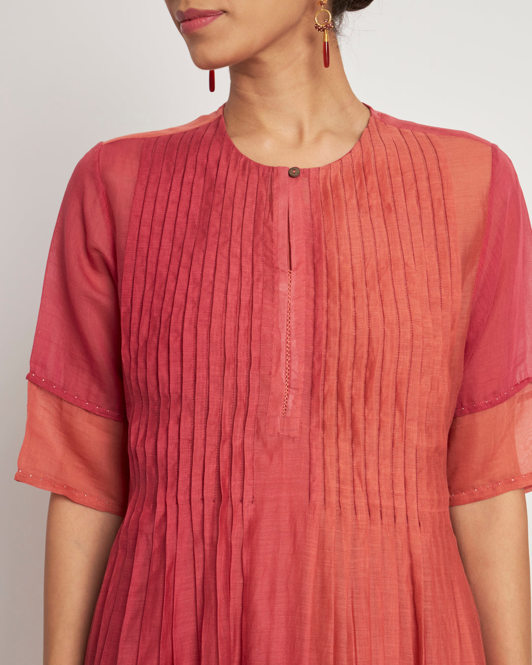 Set of 3- Blushing Pleats Elegance Festive Chanderi Set