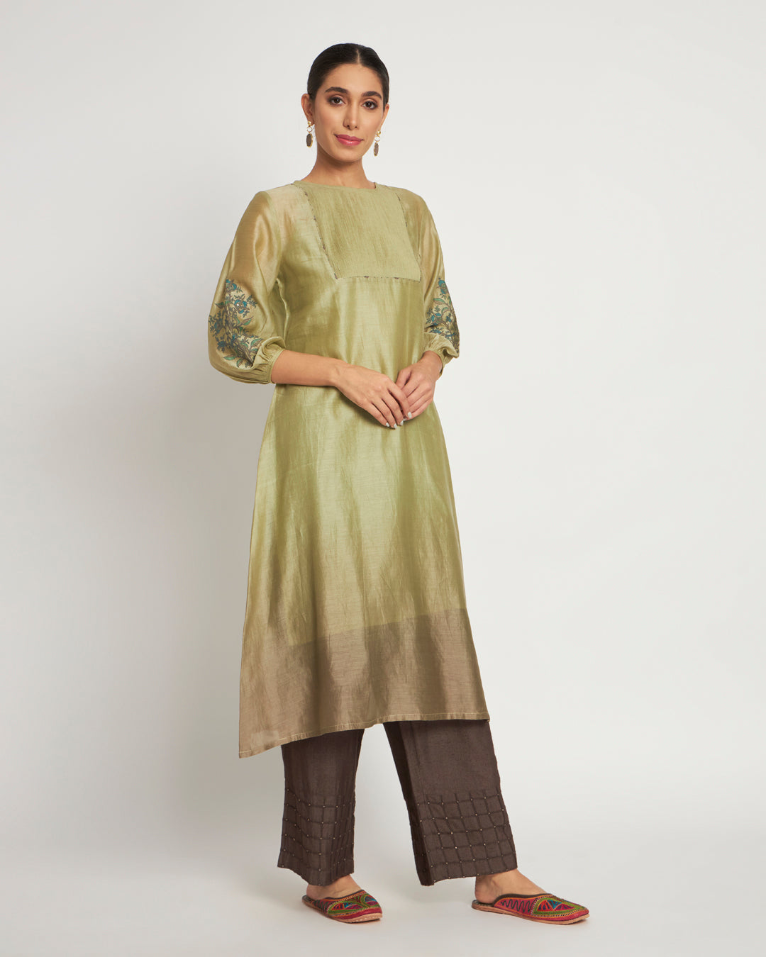 Set of 3- Alpine Ombre Festive Embellished Chanderi Set