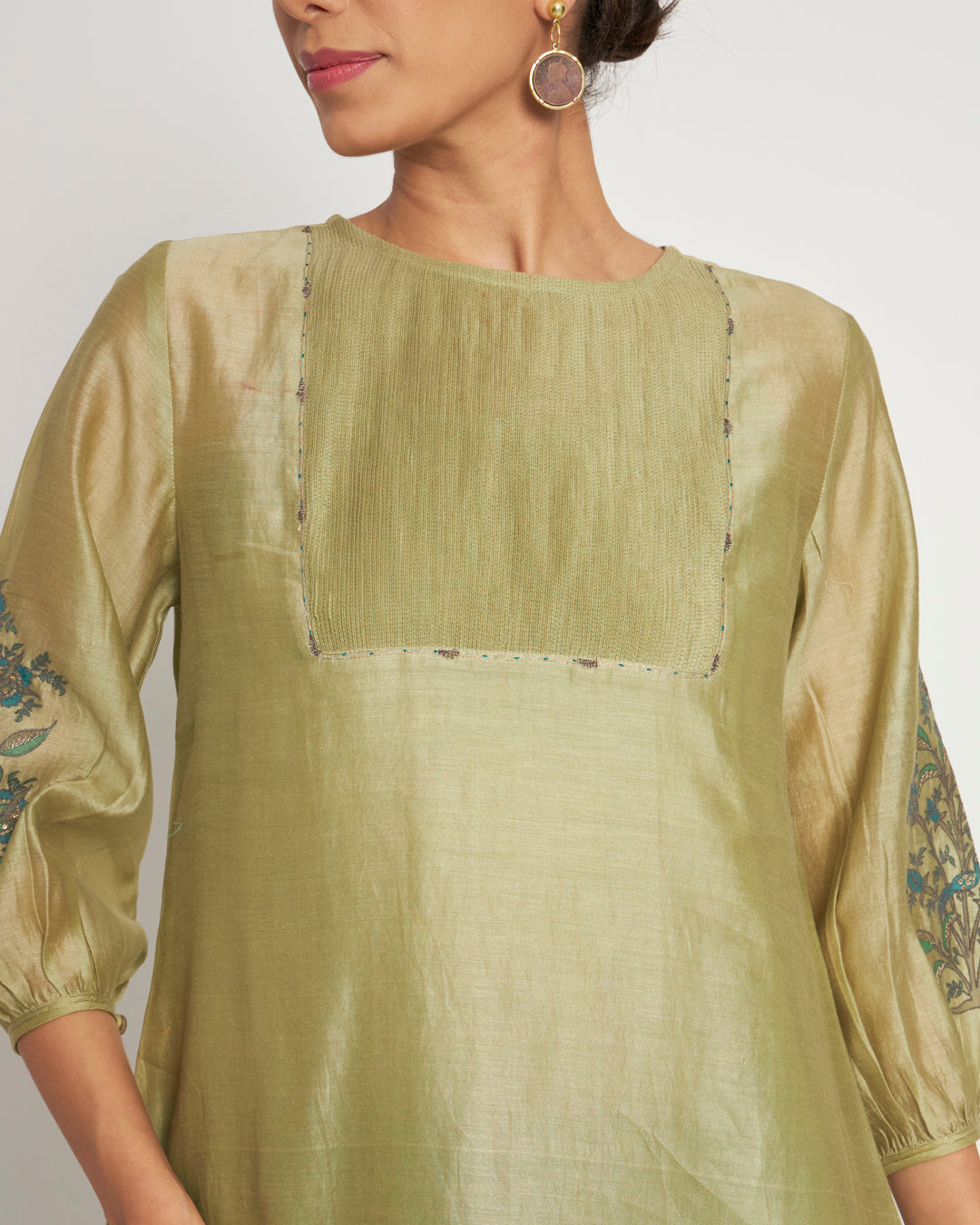 Set of 3- Alpine Ombre Festive Embellished Chanderi Set