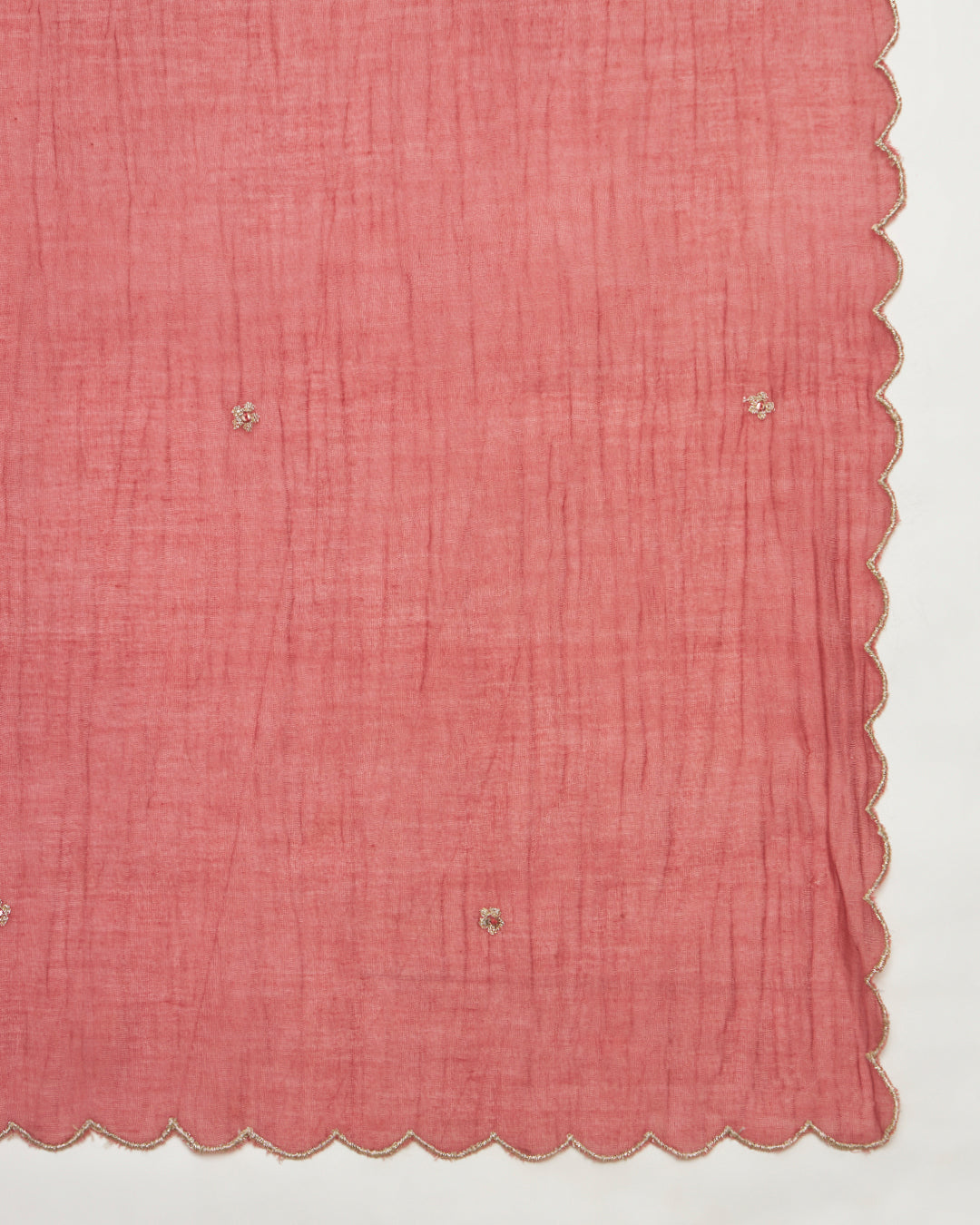 Set of 3- Festive Blush Red Embellished Chanderi Set