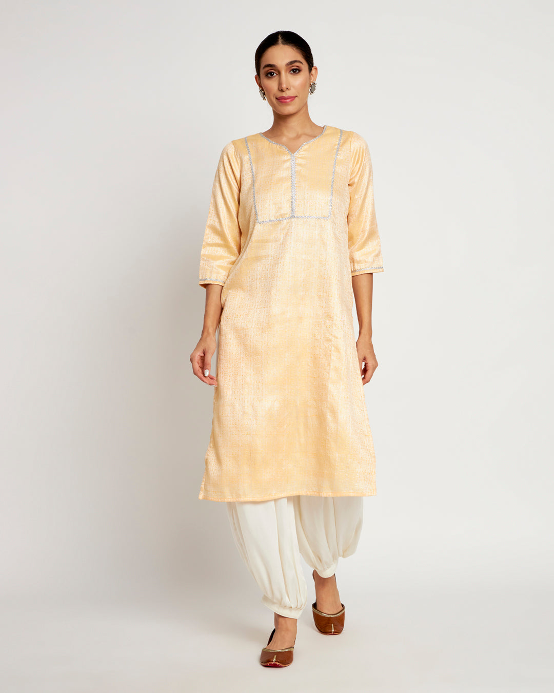 Pastel Yellow Festive Jacquard Co-ord Set