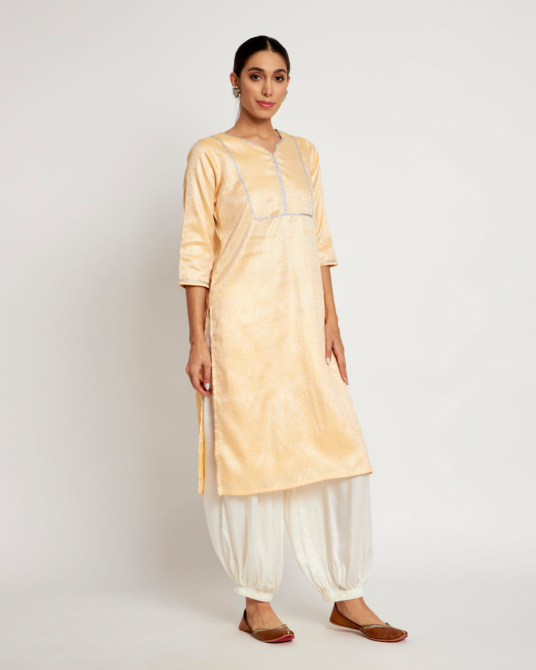 Pastel Yellow Festive Jacquard Co-ord Set
