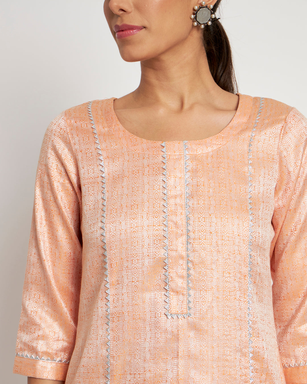 Peachy Spark Jacquard Festive Co-ord Set