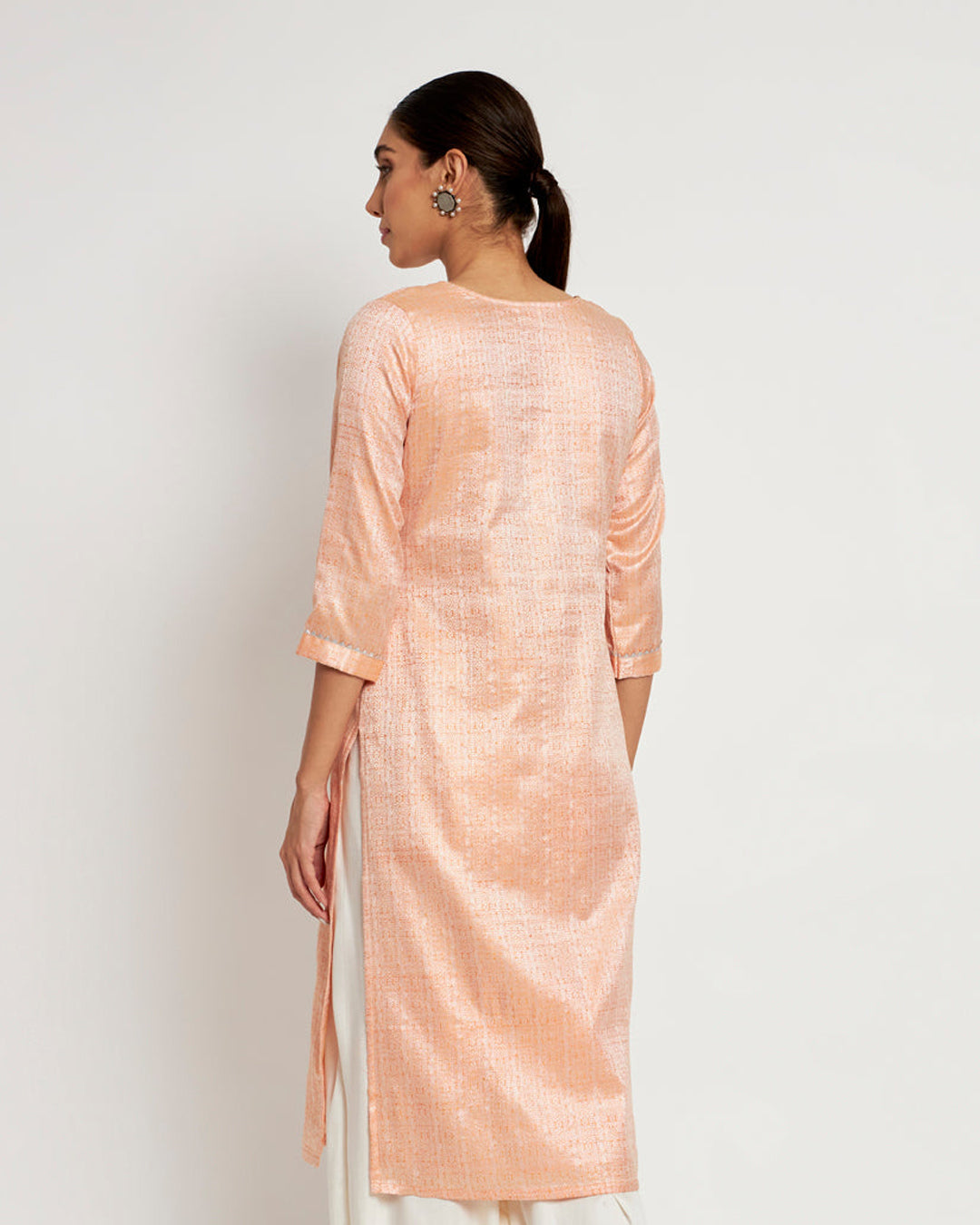 Peachy Spark Jacquard Festal Kurta (Without Bottoms)