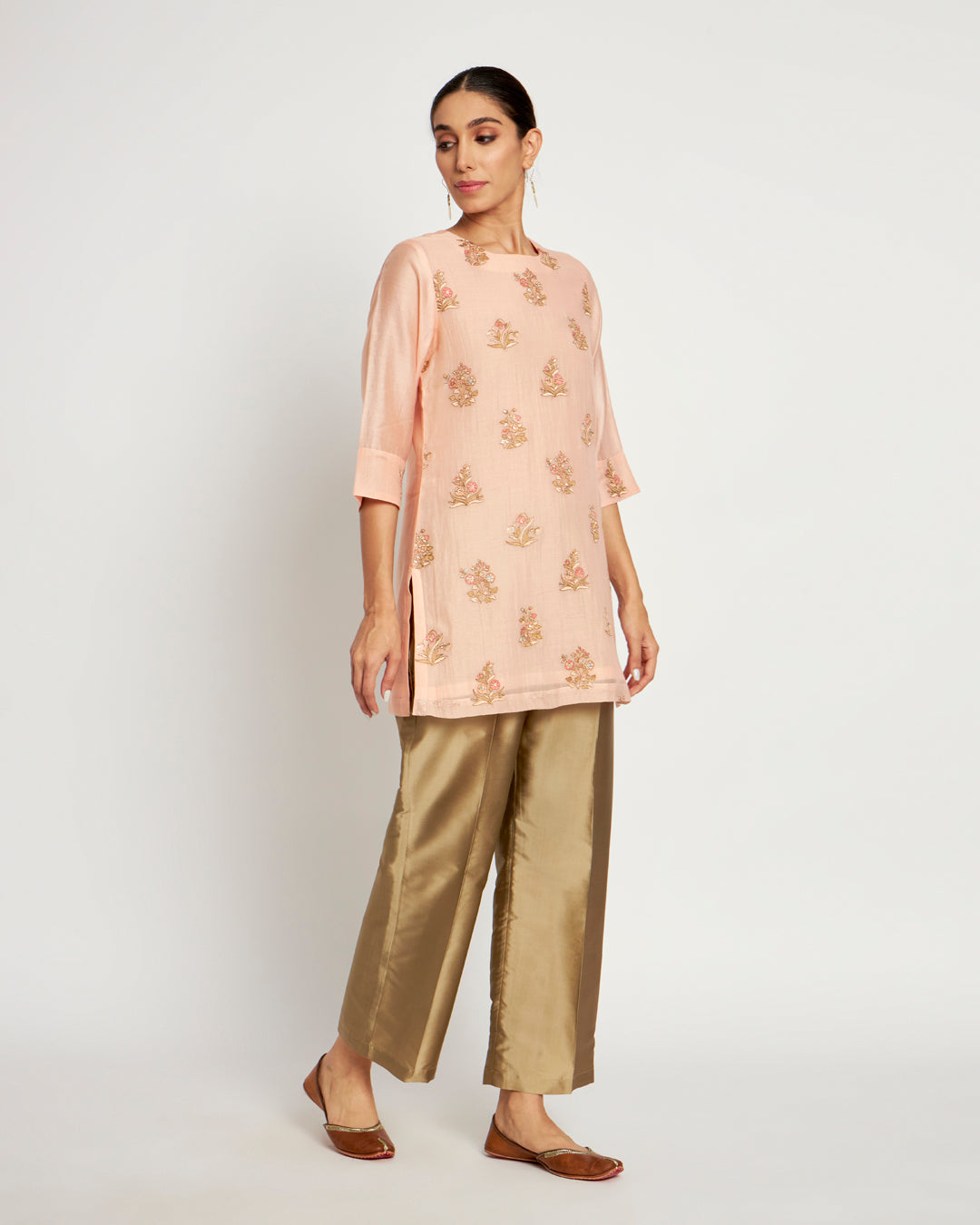 Whispering Peach Festive Chanderi Co-ord Set