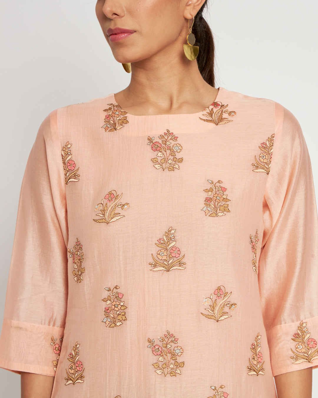 Whispering Peach Festive Chanderi Co-ord Set