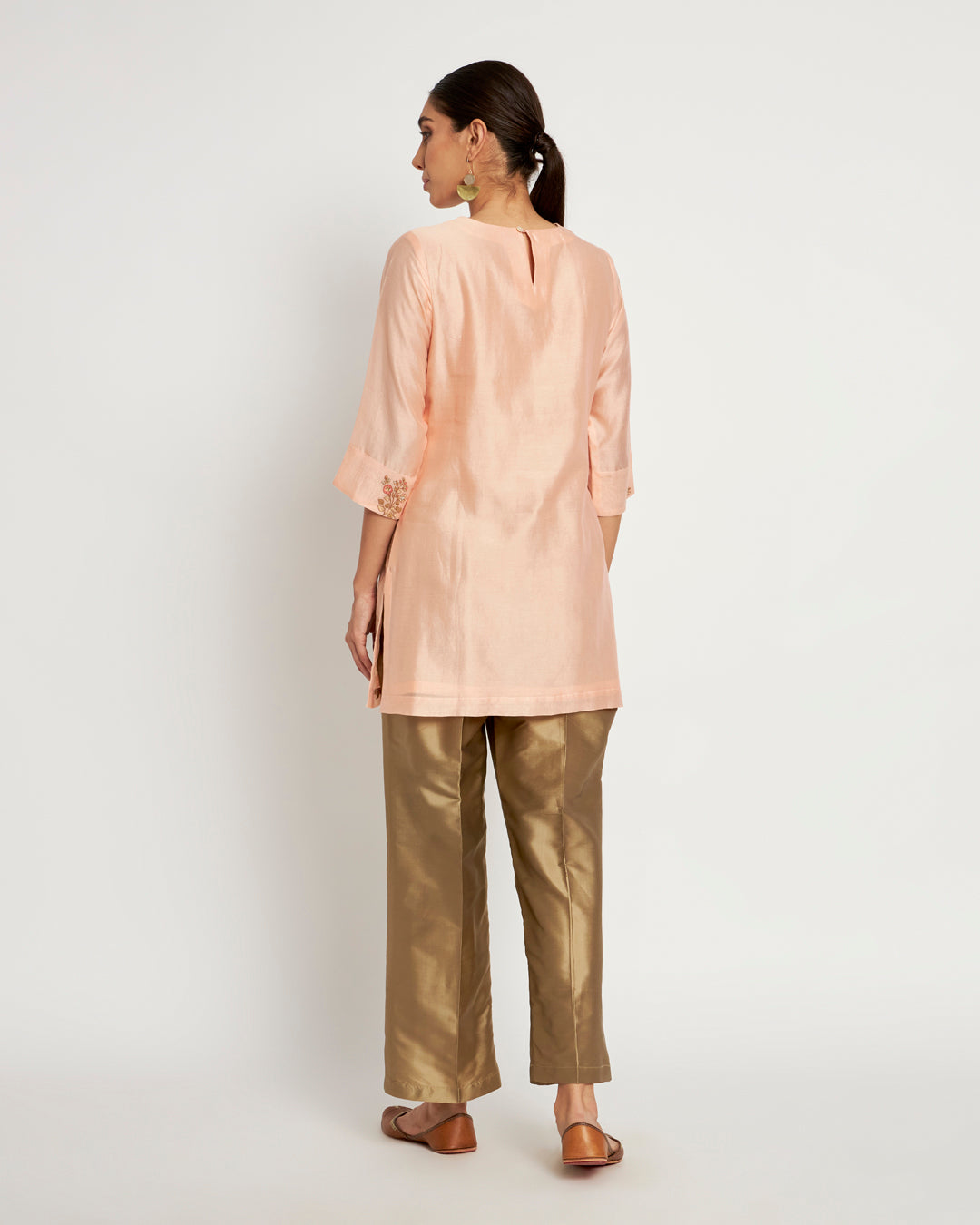 Whispering Peach Festive Chanderi Co-ord Set