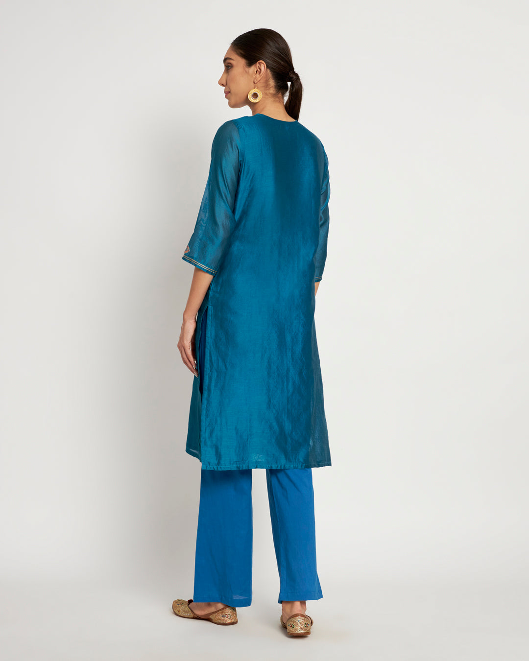 Set of 3- Mastani Blue Aari Work Festive Chanderi Set