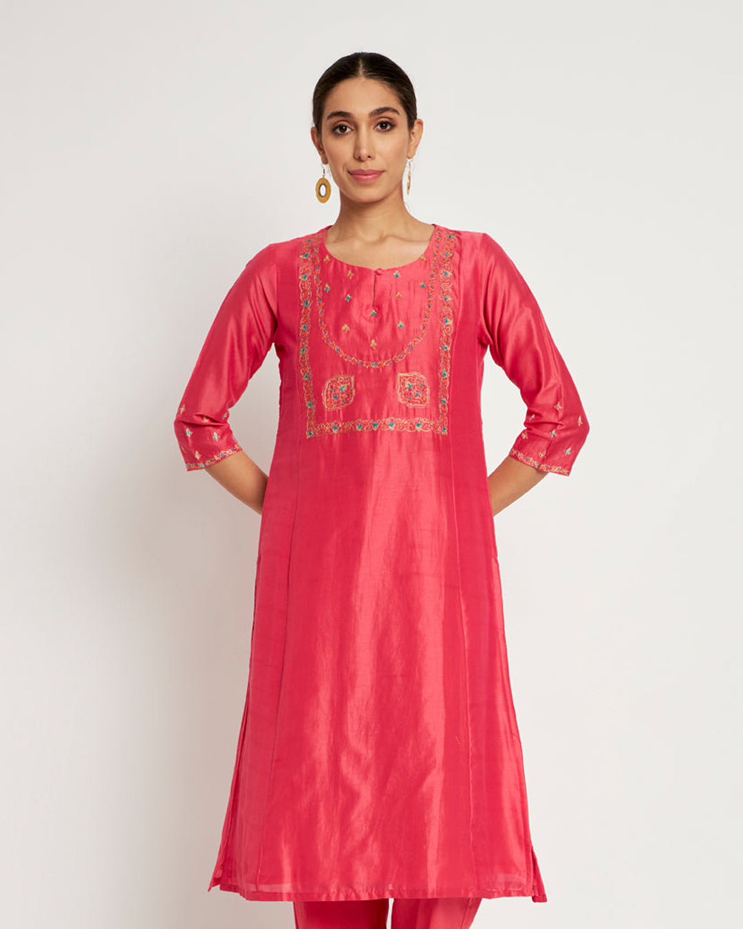Twinkling Rani Aari Work Festive Kurta (Without Bottoms)