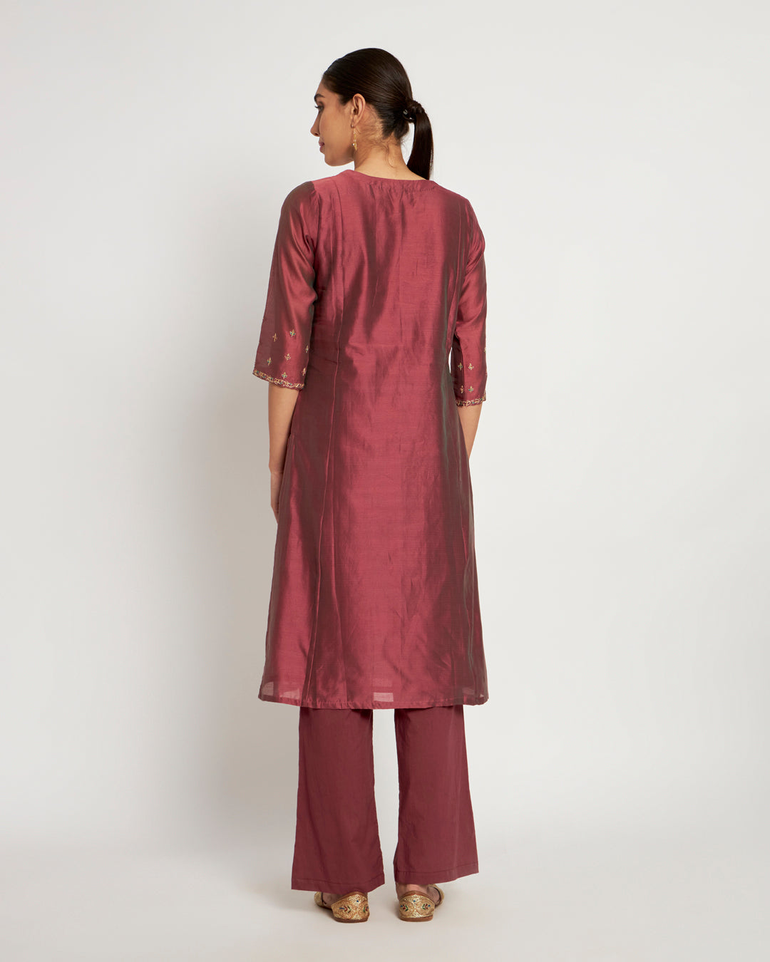 Old Rose Aari Work Festive Chanderi Co-ord Set